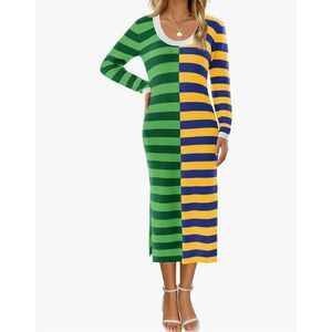 NEW Long Sweater Long Sleeve Striped Maxi Dress S